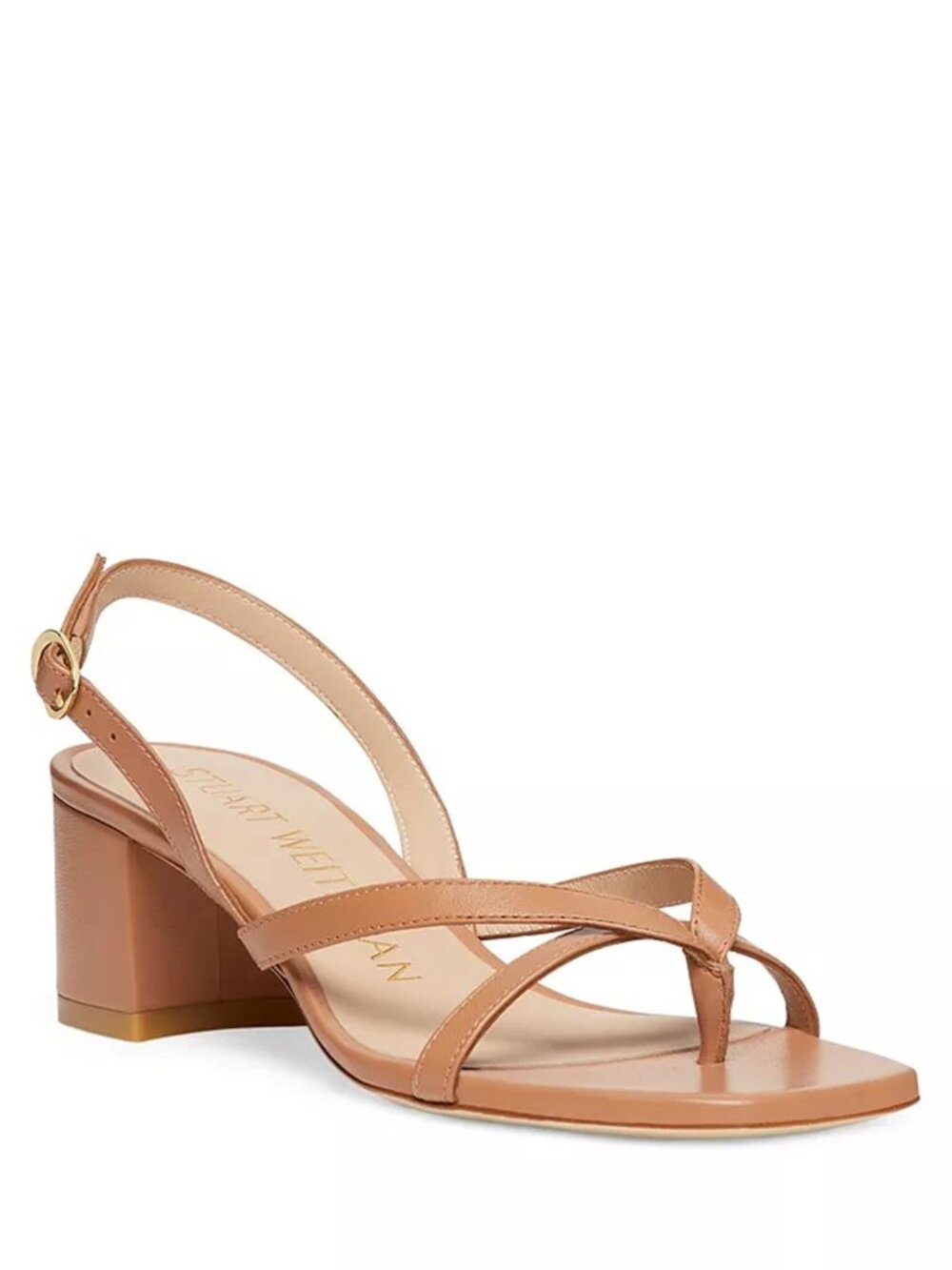 $550 STUART WEITZMAN Oasis Slingback Block Heel Sandals LEATHER BROWN 7 (DD14)